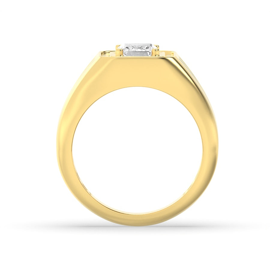 2Cttw Emerald Shaped Lab Grown Diamond (G/VS) MensRing in 14K Yellow Gold