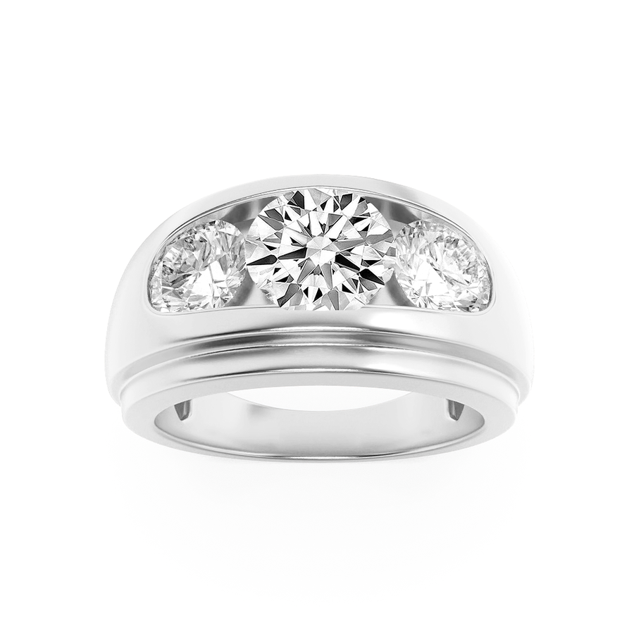 3Cttw Round Shaped Lab Grown Diamond (G/VS) Mens Ring in 14K Gold
