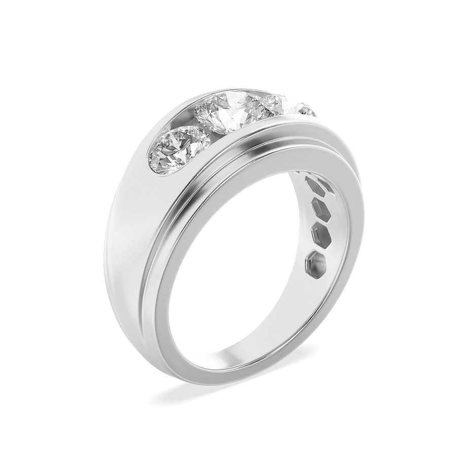 3Cttw Round Shaped Lab Grown Diamond (G/VS) Mens Ring in 14K Gold
