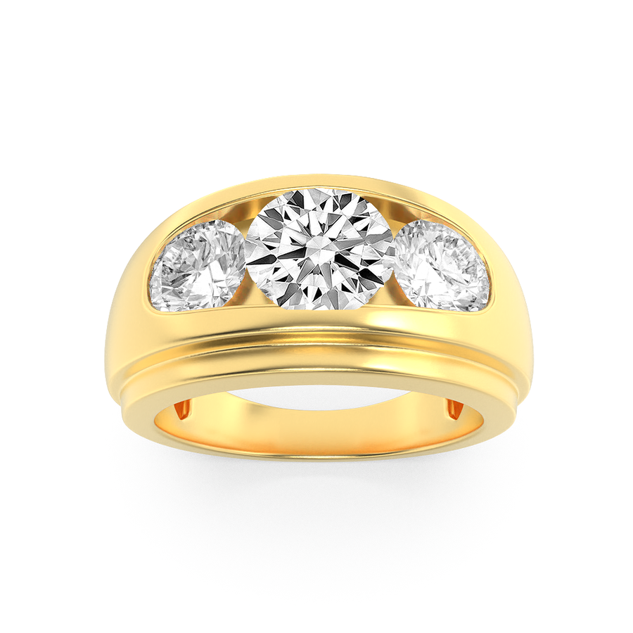 3Cttw Round Shaped Lab Grown Diamond (G/VS) Mens Ring in 14K Gold