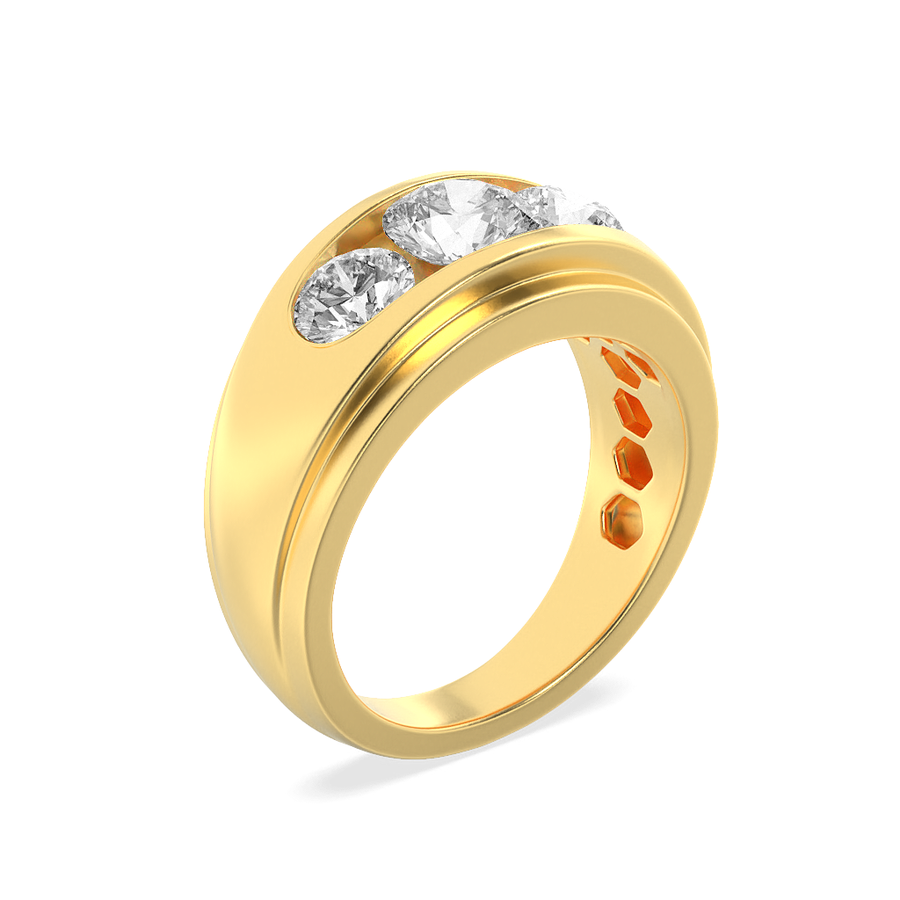 3Cttw Round Shaped Lab Grown Diamond (G/VS) Mens Ring in 14K Gold