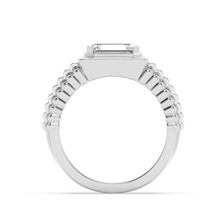2.5Cttw Emerald Shaped Lab Grown Diamond (F/VS) Mens Ring in 14K Gold
