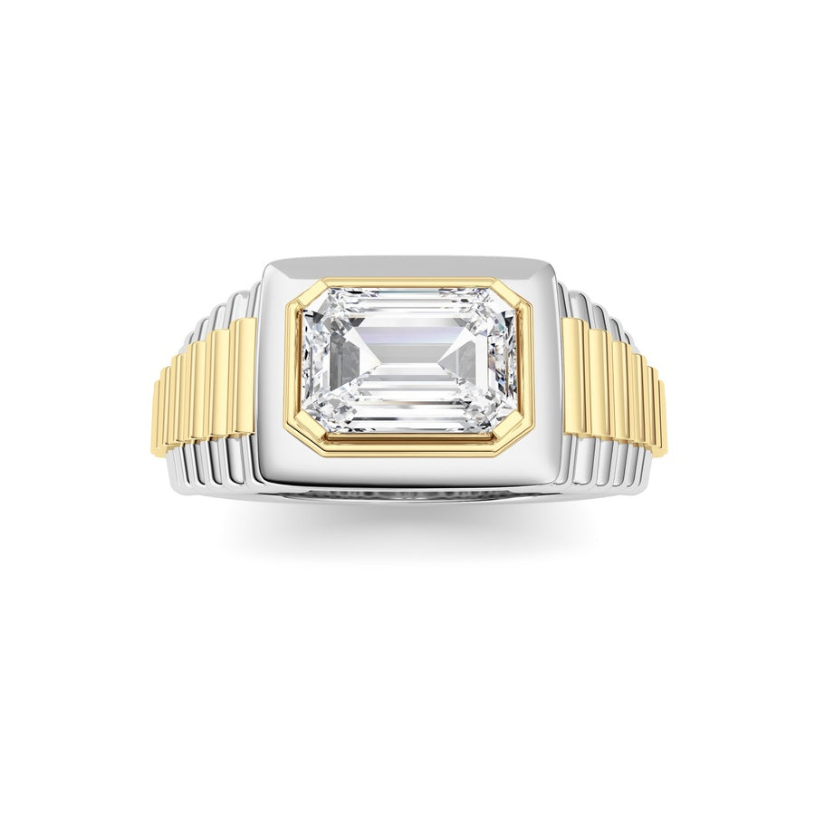 2.5Cttw Emerald Shaped Lab Grown Diamond (F/VS) Mens Ring in 14K Gold