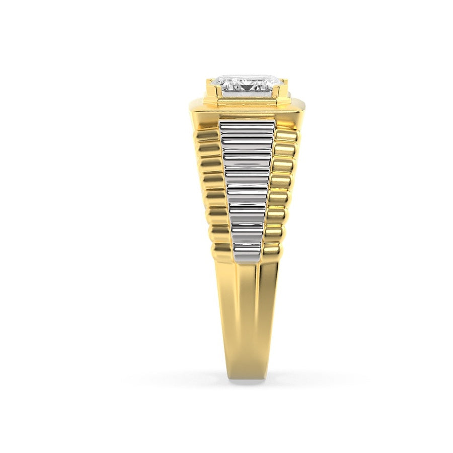 2.5Cttw Emerald Shaped Lab Grown Diamond (F/VS) Mens Ring in 14K Gold