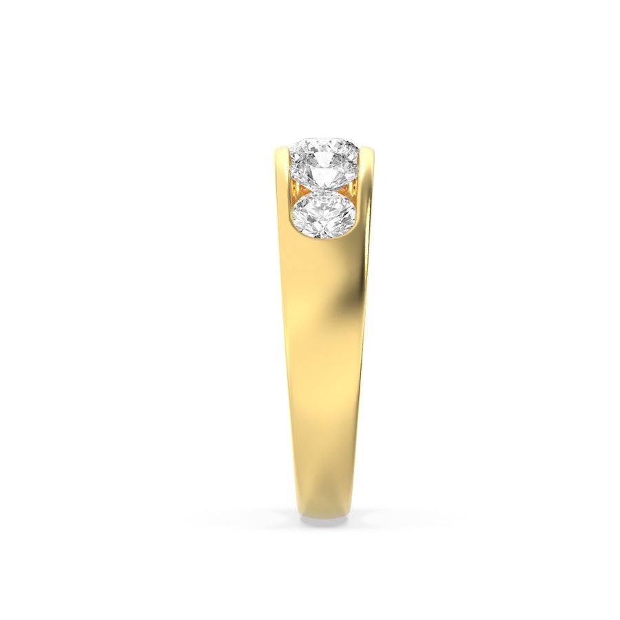 2Cttw Round Shaped Lab Grown Diamond (F/VS) Mens Ring in 14K Gold