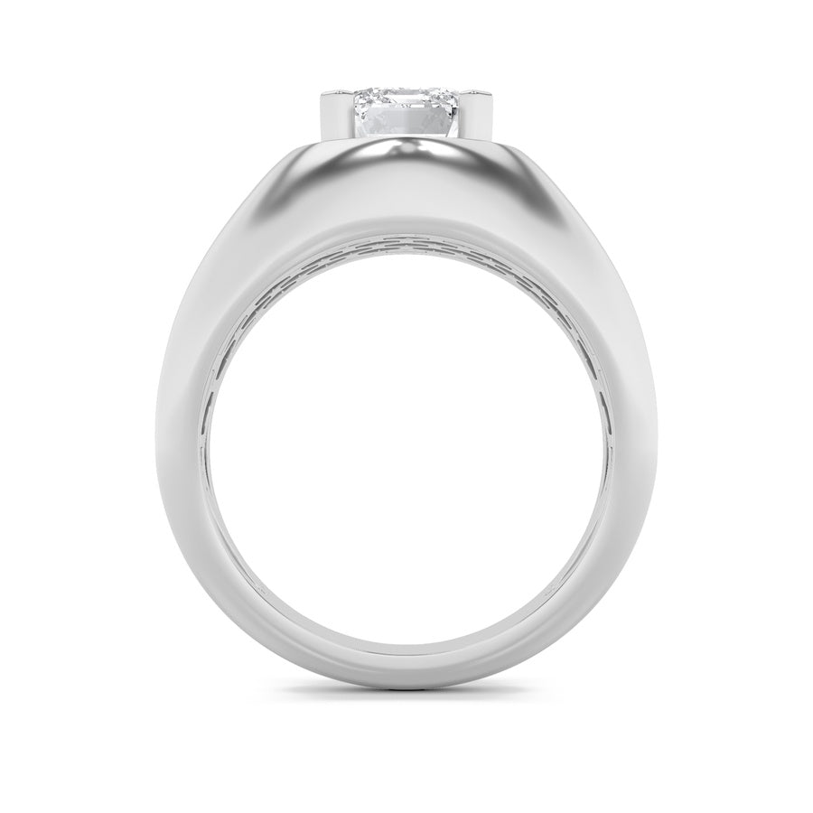 3Cttw Emerald Shaped Lab Grown Diamond (F/VS) Men's Ring in 14K Gold