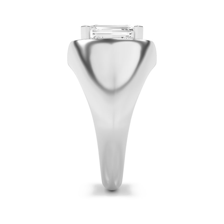 3Cttw Emerald Shaped Lab Grown Diamond (F/VS) Men's Ring in 14K Gold