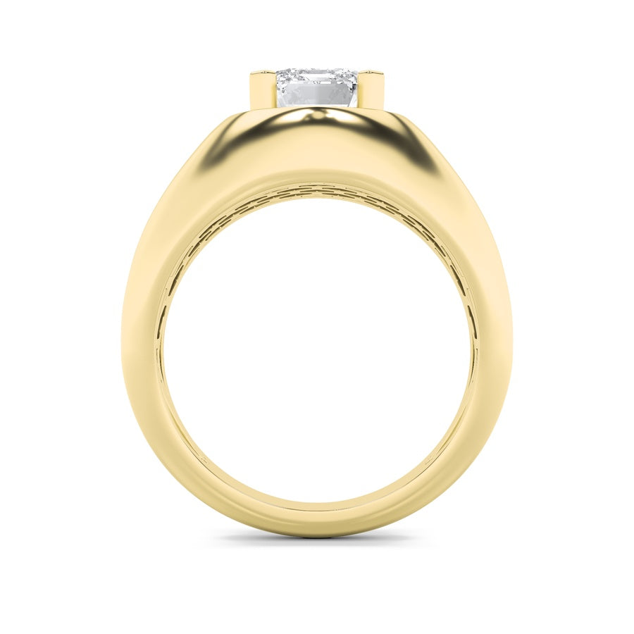 3Cttw Emerald Shaped Lab Grown Diamond (F/VS) Men's Ring in 14K Gold