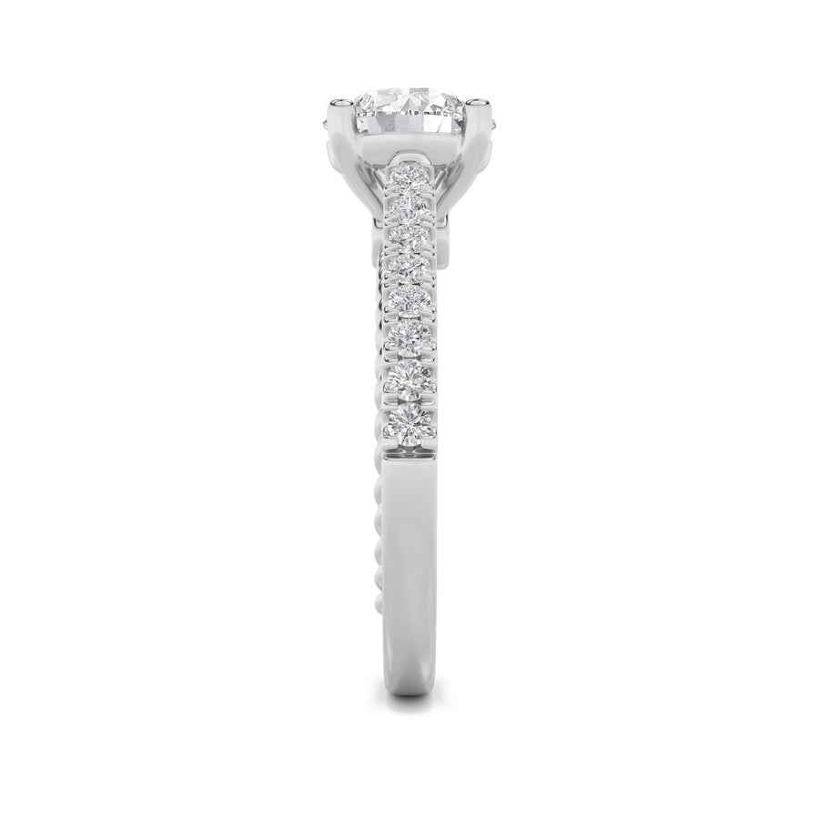 2Cttw Round Shaped Lab Grown Diamond (F/VS) Two Tone Accented Rope Design Engagement Ring in 14K Gold