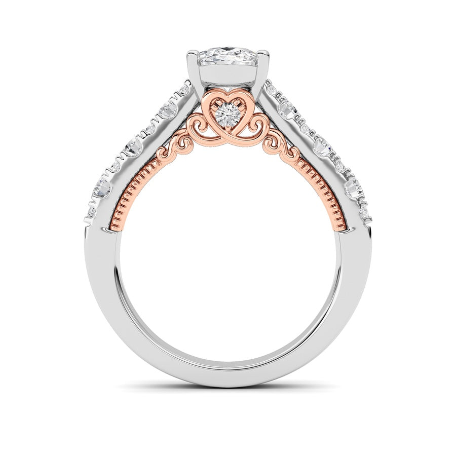 2Cttw Oval Shaped Lab Grown Diamond (F/VS) Accented Milgrain Engagement Ring in 14K Gold