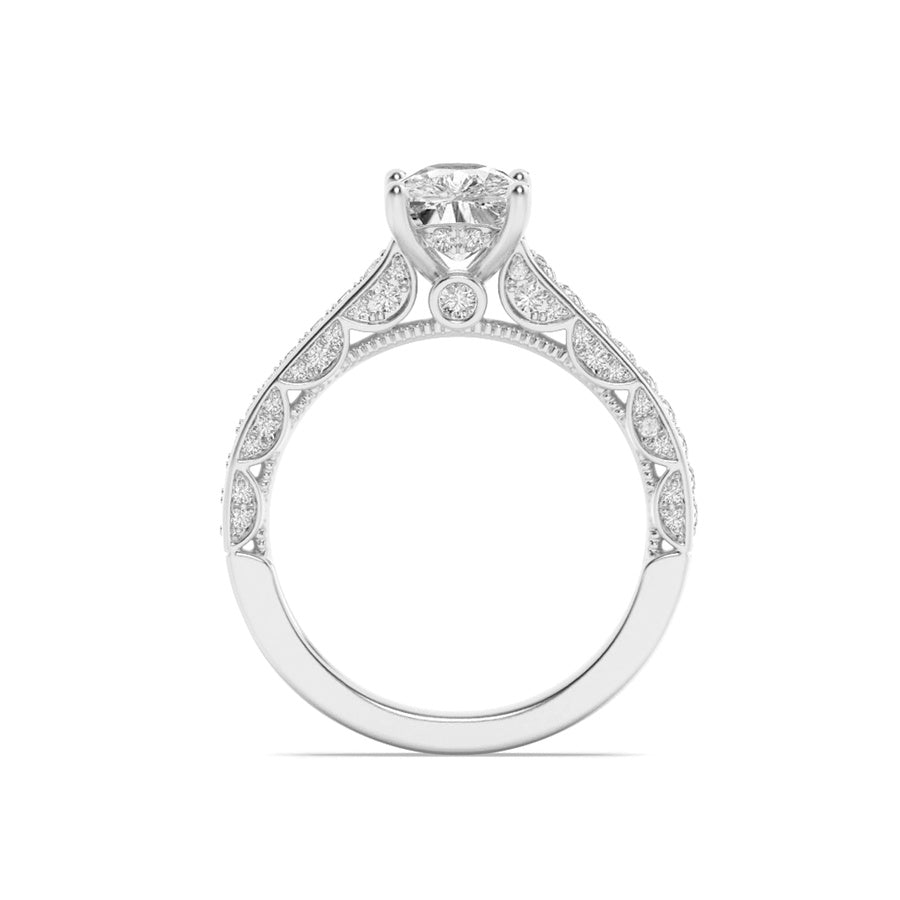 2.5Cttw Elongated Cushion Shaped Lab Grown Diamond(G/VS) Accented Engagement Ring in 14K Gold