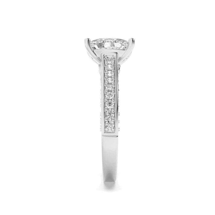 2.5Cttw Elongated Cushion Shaped Lab Grown Diamond(G/VS) Accented Engagement Ring in 14K Gold