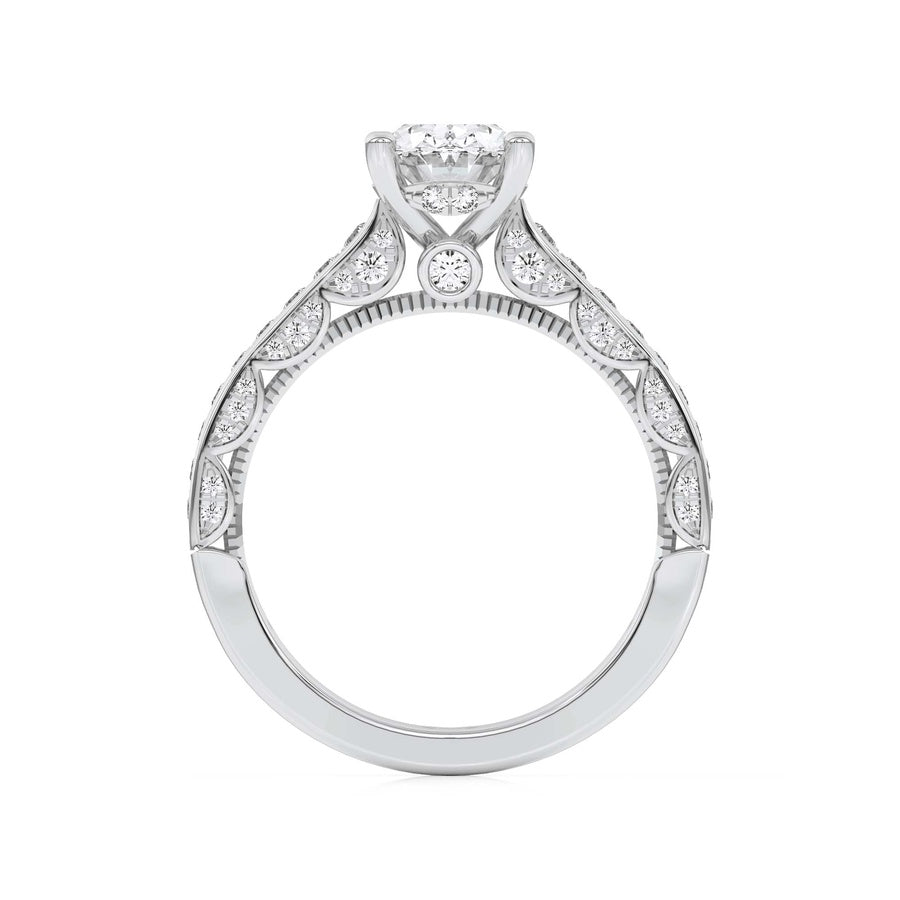 2Cttw Oval Shaped Lab Grown Diamond (F/VS) Accented Engagement Ring in 14K Gold