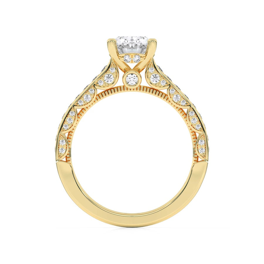 2Cttw Oval Shaped Lab Grown Diamond (F/VS) Accented Engagement Ring in 14K Gold