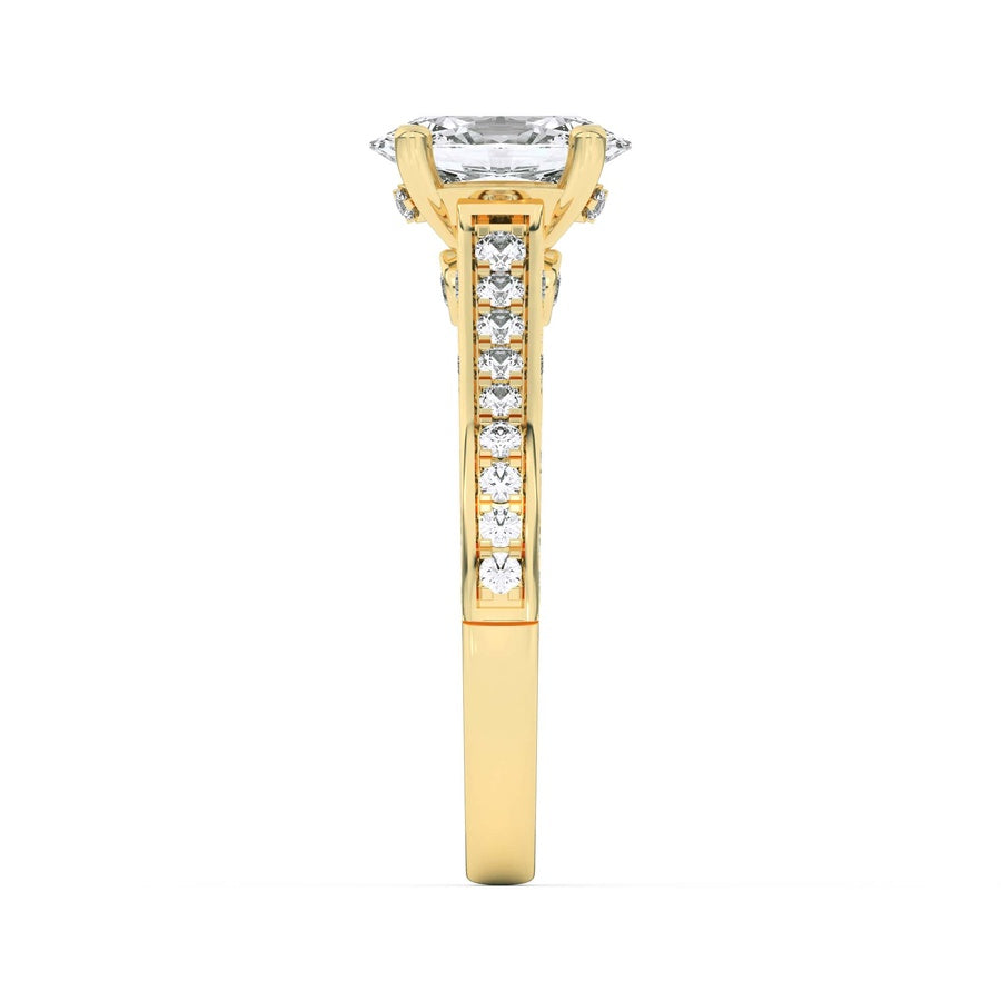 2Cttw Oval Shaped Lab Grown Diamond (F/VS) Accented Engagement Ring in 14K Gold