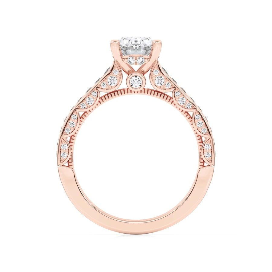 2Cttw Oval Shaped Lab Grown Diamond (F/VS) Accented Engagement Ring in 14K Gold