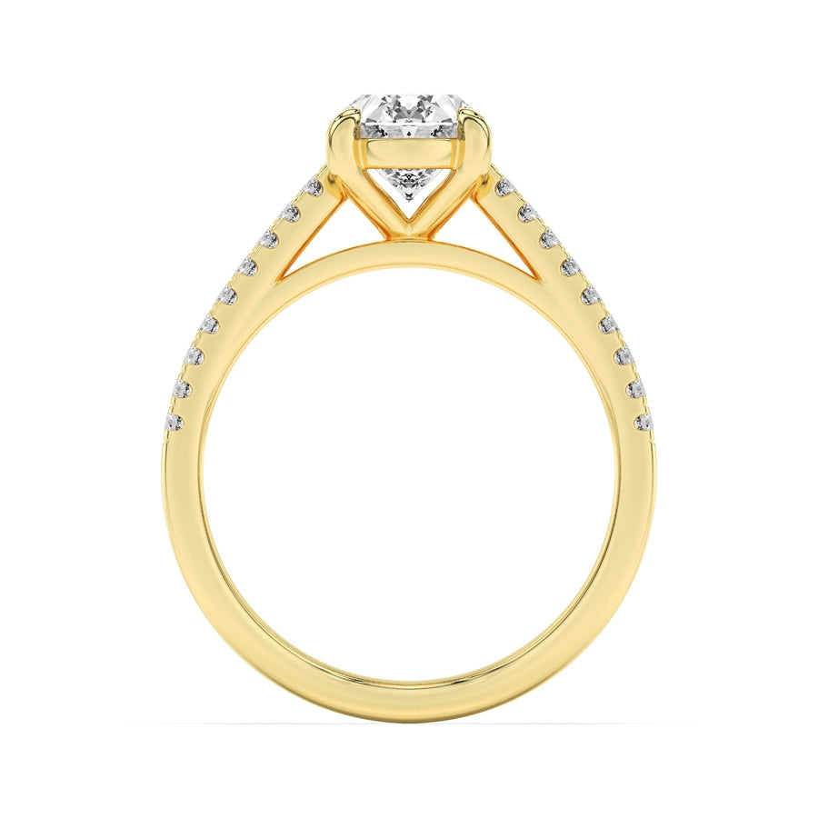 Oval Shape Cross Shank Accented Engagement Ring lab grown diamond