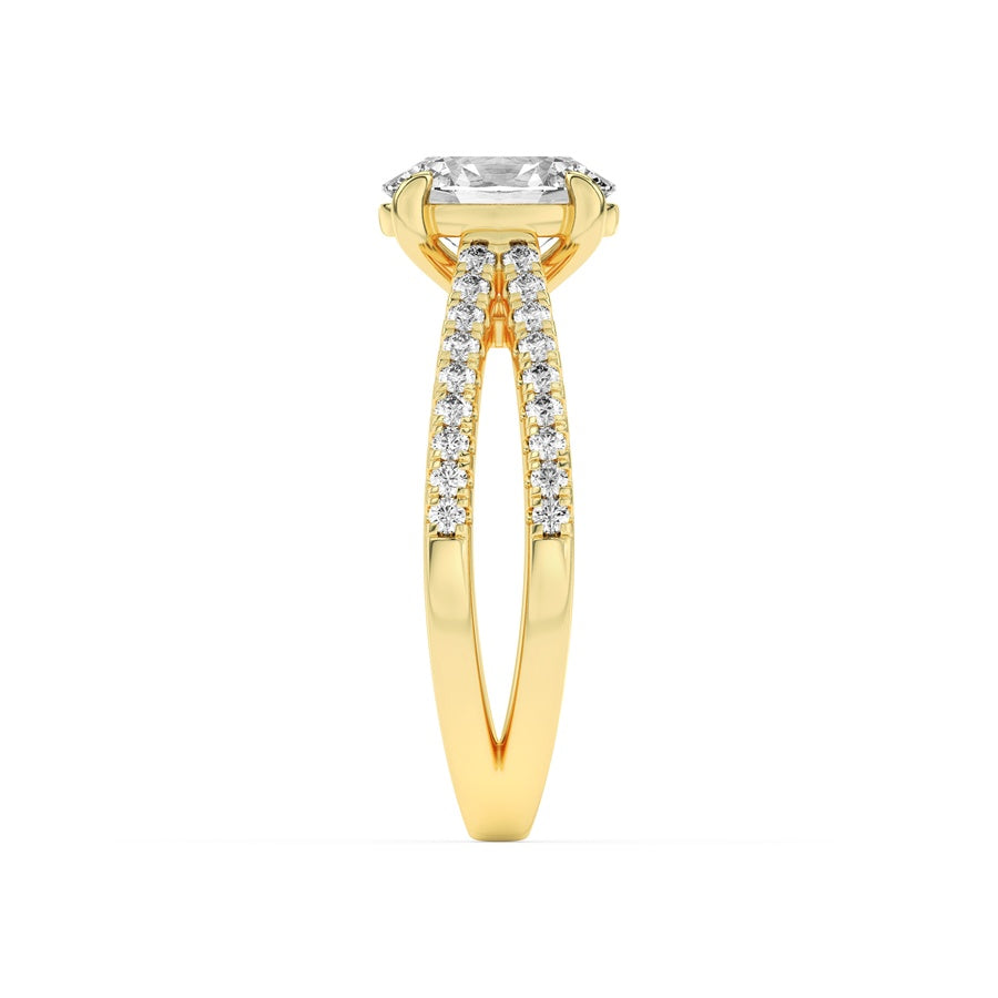 Oval Shape Cross Shank Accented Engagement Ring lab grown diamond