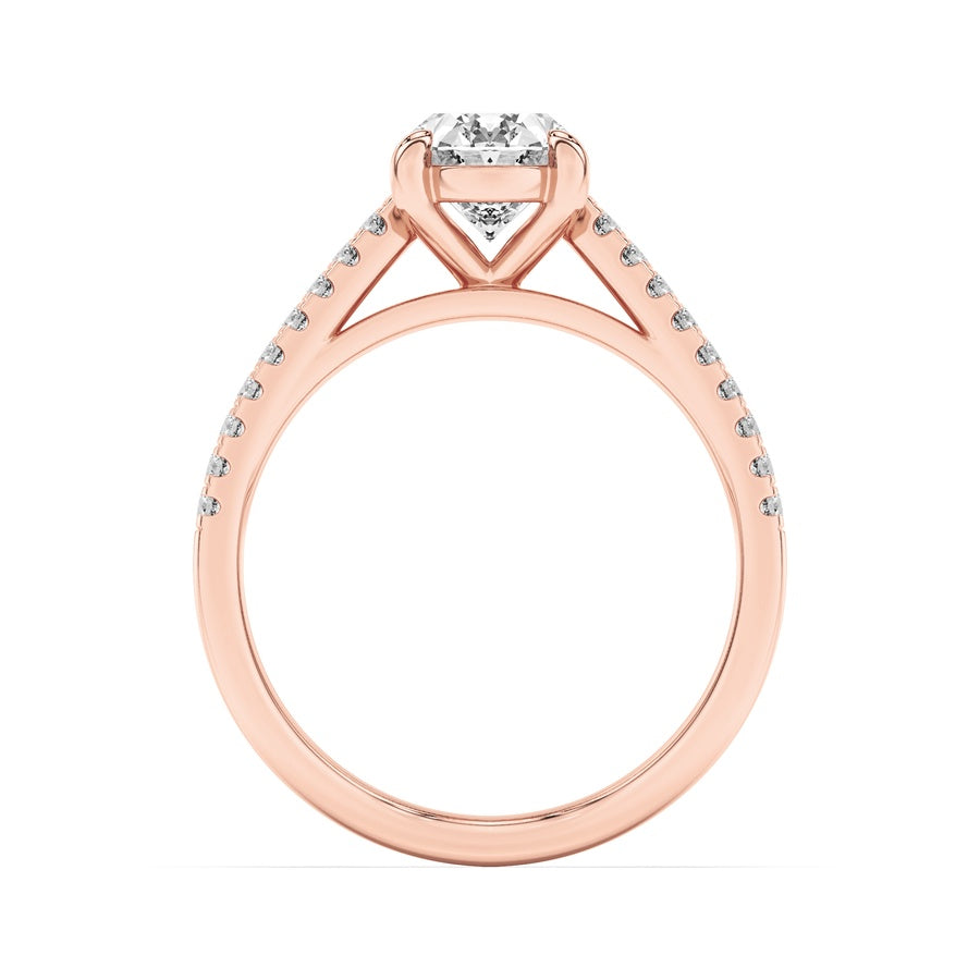 Oval Shape Cross Shank Accented Engagement Ring lab grown diamond