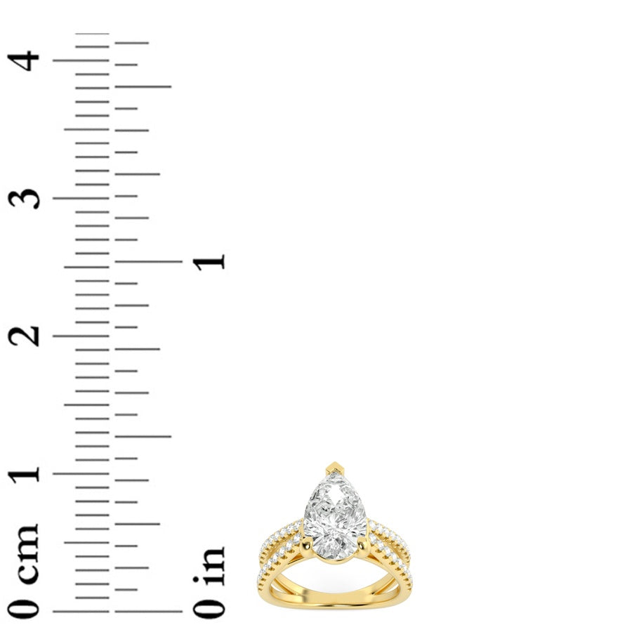 2Cttw Pear Shaped Lab Grown Diamond (F/VS) Cross Shank Accented Engagement Ring in 14K Gold