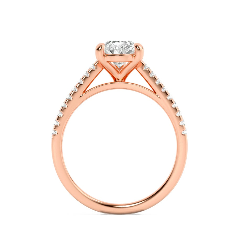 2Cttw Pear Shaped Lab Grown Diamond (F/VS) Cross Shank Accented Engagement Ring in 14K Gold
