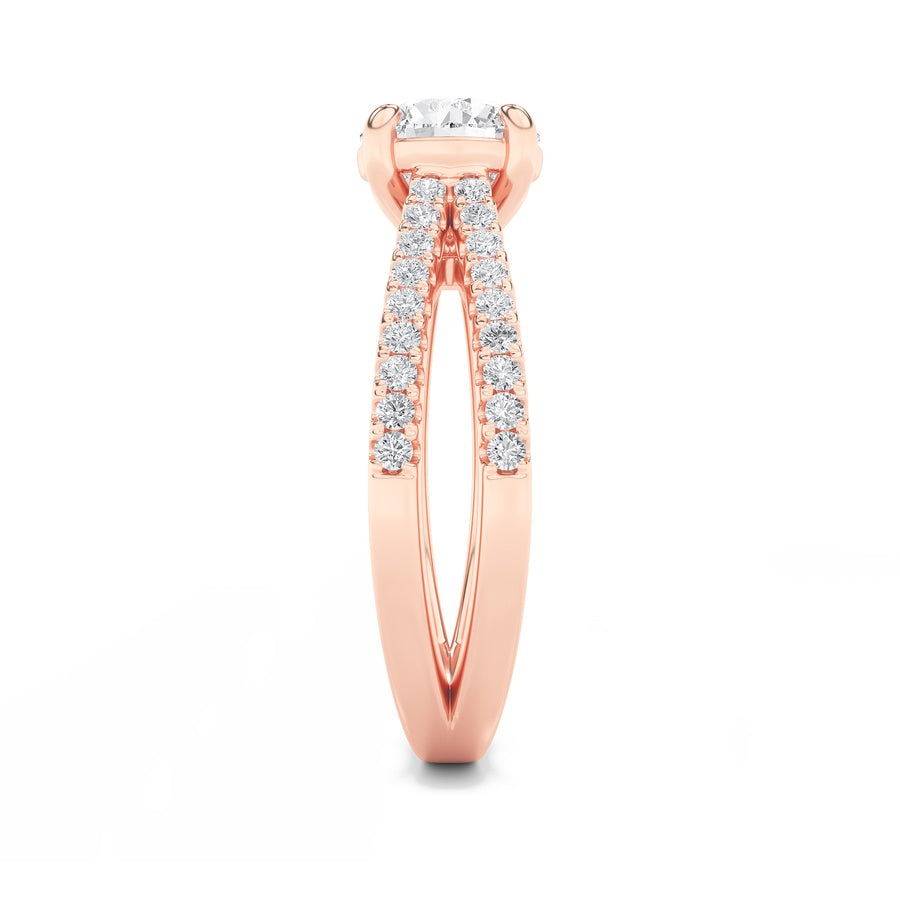 2Cttw Round Shaped Lab Grown Diamond (F/VS) CrossShank Accented Engagement Ring in 14K Gold