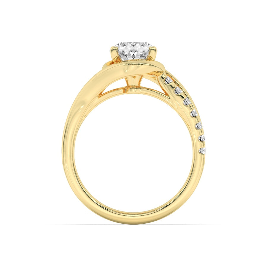 2Cttw Oval Shaped Lab Grown Diamond (G/VS) Swirl Shank Accented Engagement Ring in 14K Gold