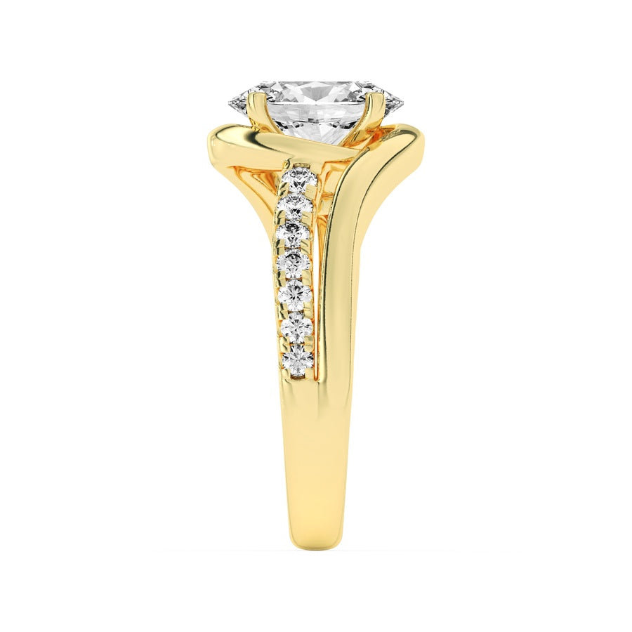 2Cttw Oval Shaped Lab Grown Diamond (G/VS) Swirl Shank Accented Engagement Ring in 14K Gold