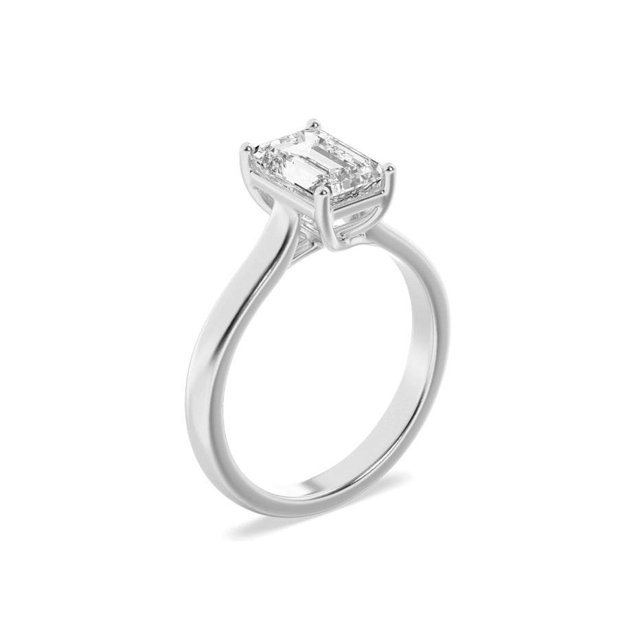 Emerald Shape Plain Cathedral Trellis Shank Solitaire Engagement Ring lab grown diamond
