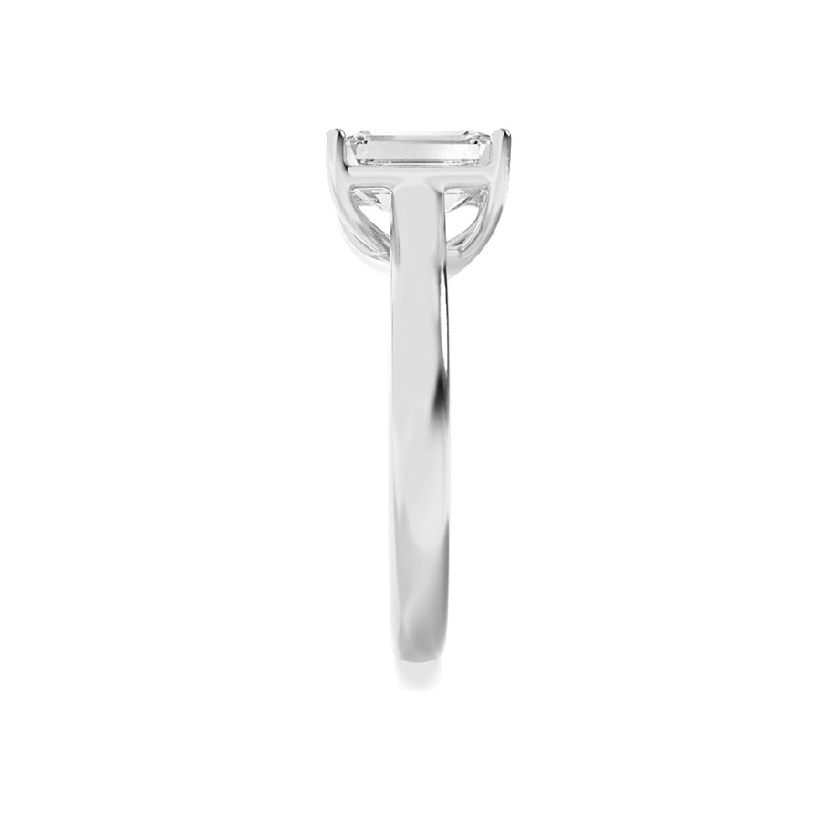 Emerald Shape Plain Cathedral Trellis Shank Solitaire Engagement Ring lab grown diamond