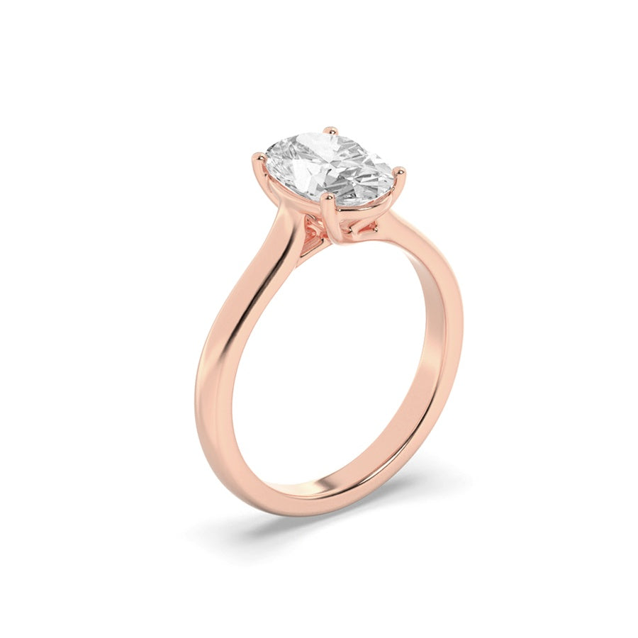 Oval Shape Plain Cathedral Trellis Shank Solitaire Engagement Ring lab grown diamond