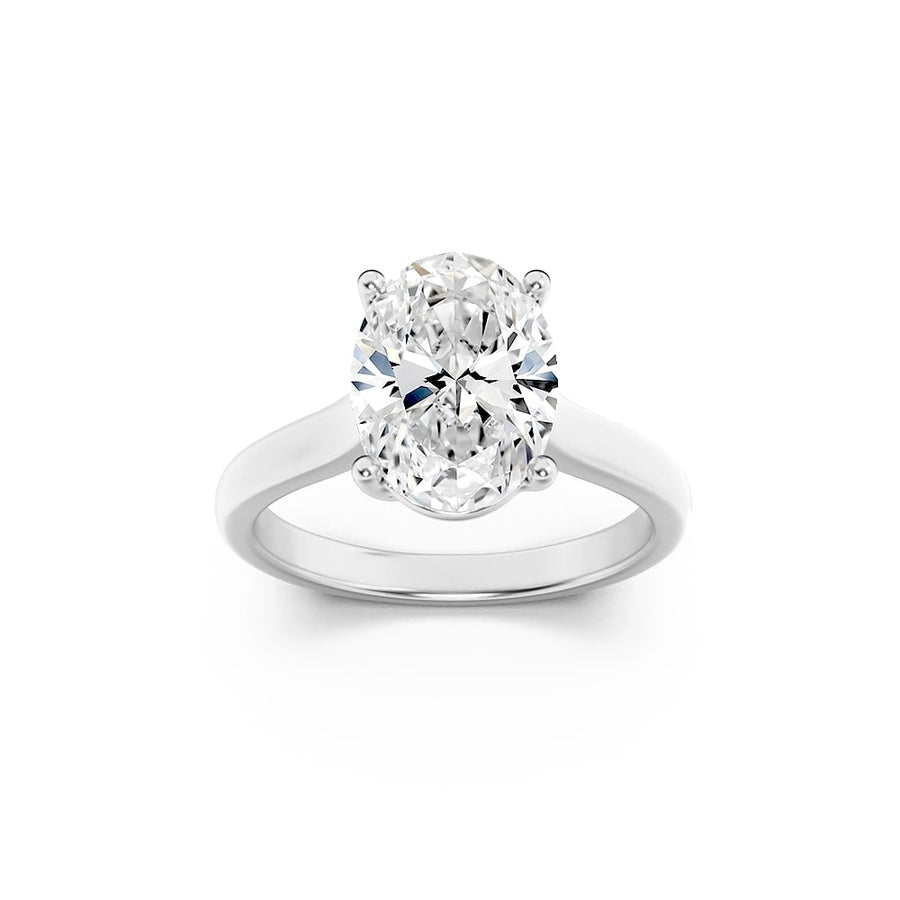 Oval Shape Plain Cathedral Trellis Shank Solitaire Engagement Ring lab grown diamond