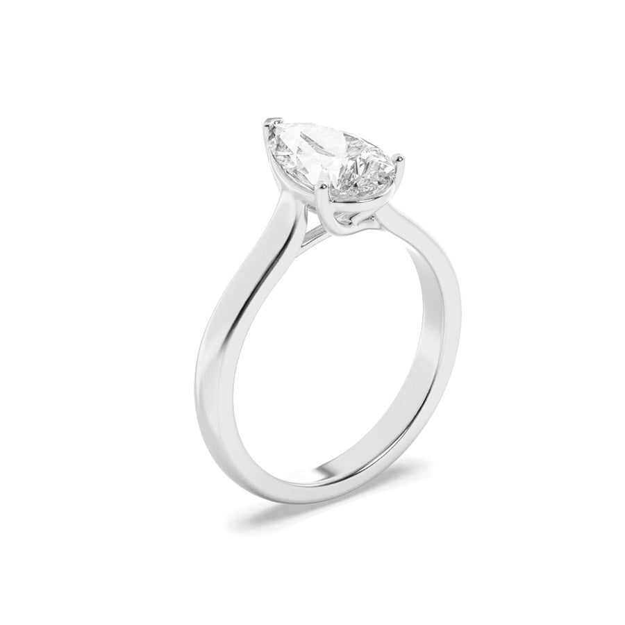Pear Shape Plain Cathedral Trellis Shank Solitaire Engagement Ring lab grown diamond