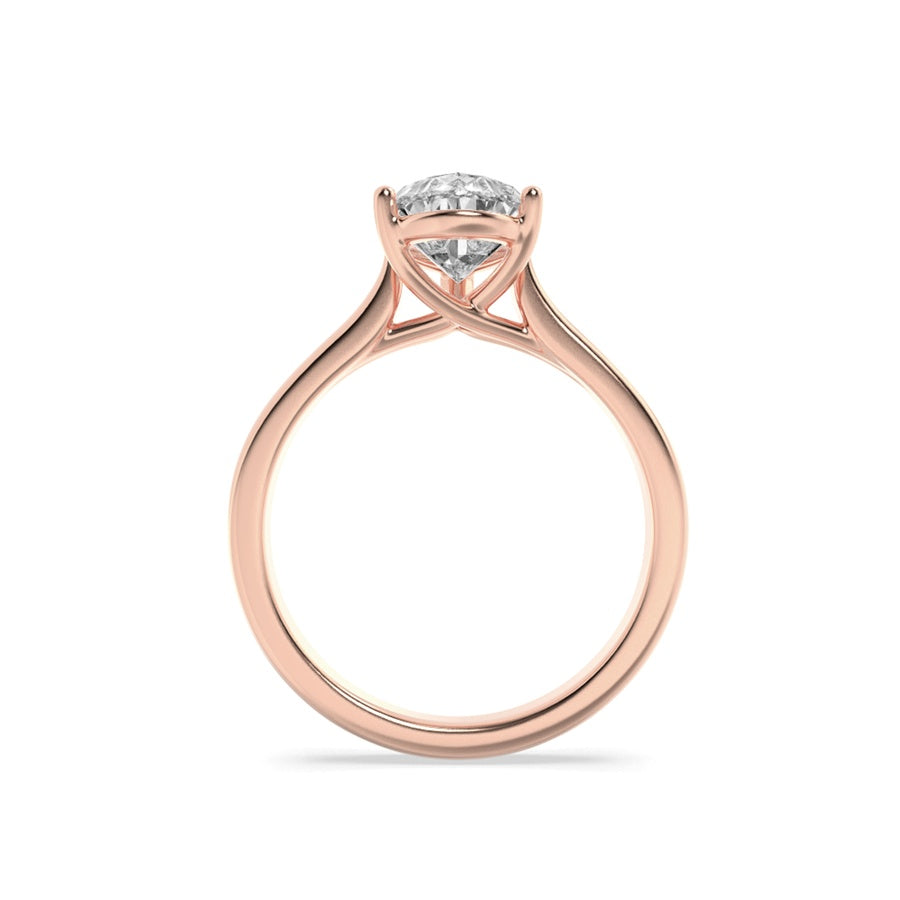 1Cttw Pear Shaped Lab Grown Diamond (F/VS) Plain Cathedral Trellis Shank Solitaire Engagement Ring in 14K Gold