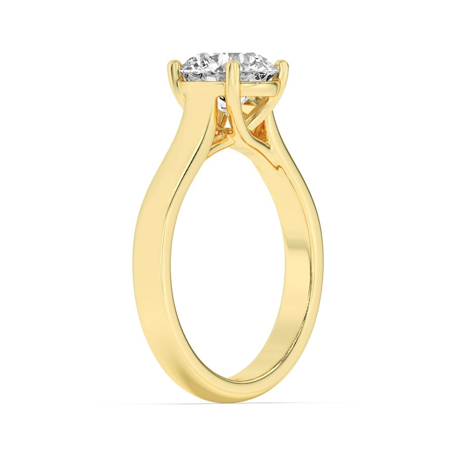 1Cttw Round Shaped Lab Grown Diamond (F/VS) PlainCathedral Trellis Shank Solitaire Engagement Ringin 14K Gold