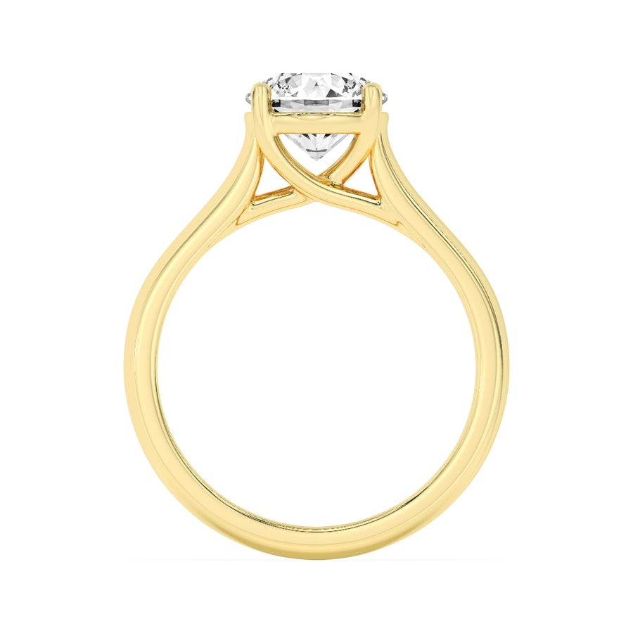 1Cttw Round Shaped Lab Grown Diamond (F/VS) PlainCathedral Trellis Shank Solitaire Engagement Ringin 14K Gold