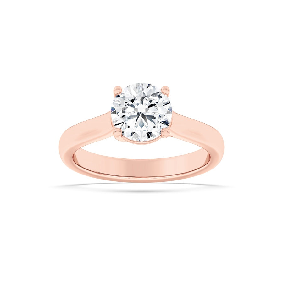 1Cttw Round Shaped Lab Grown Diamond (F/VS) PlainCathedral Trellis Shank Solitaire Engagement Ringin 14K Gold