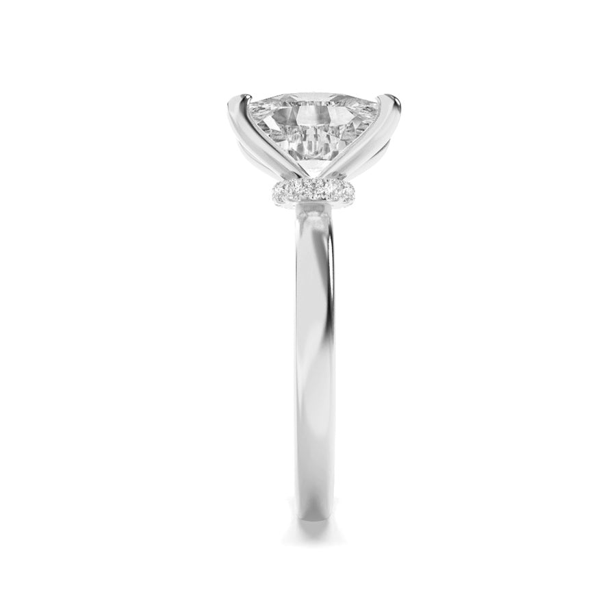 Cushion Shape Hidden Halo Plain Shank Engagement Ring lab grown diamond