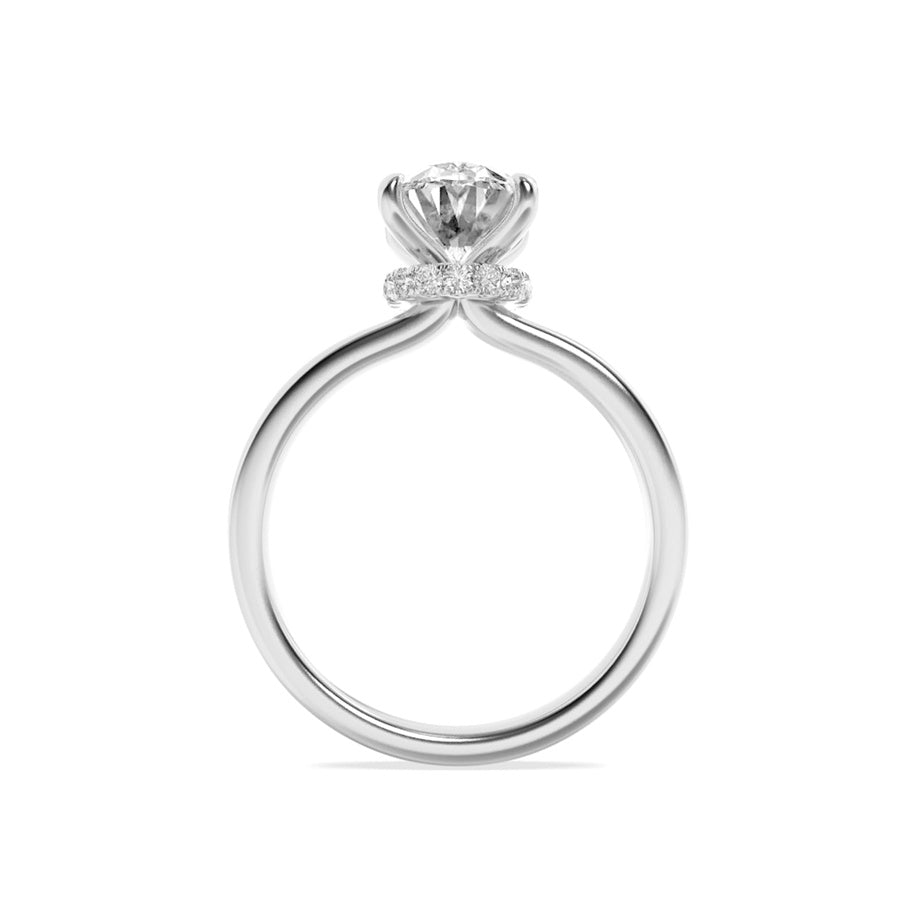 2Cttw Oval Shaped Lab Grown Diamond (F/VS) HiddenHalo Plain Shank Engagement Ring in 14K Gold