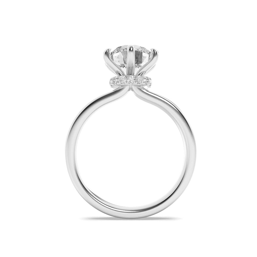 2Cttw Round Shaped Lab Grown Diamond (F/VS) HiddenHalo Plain Shank Engagement Ring in 14K Gold