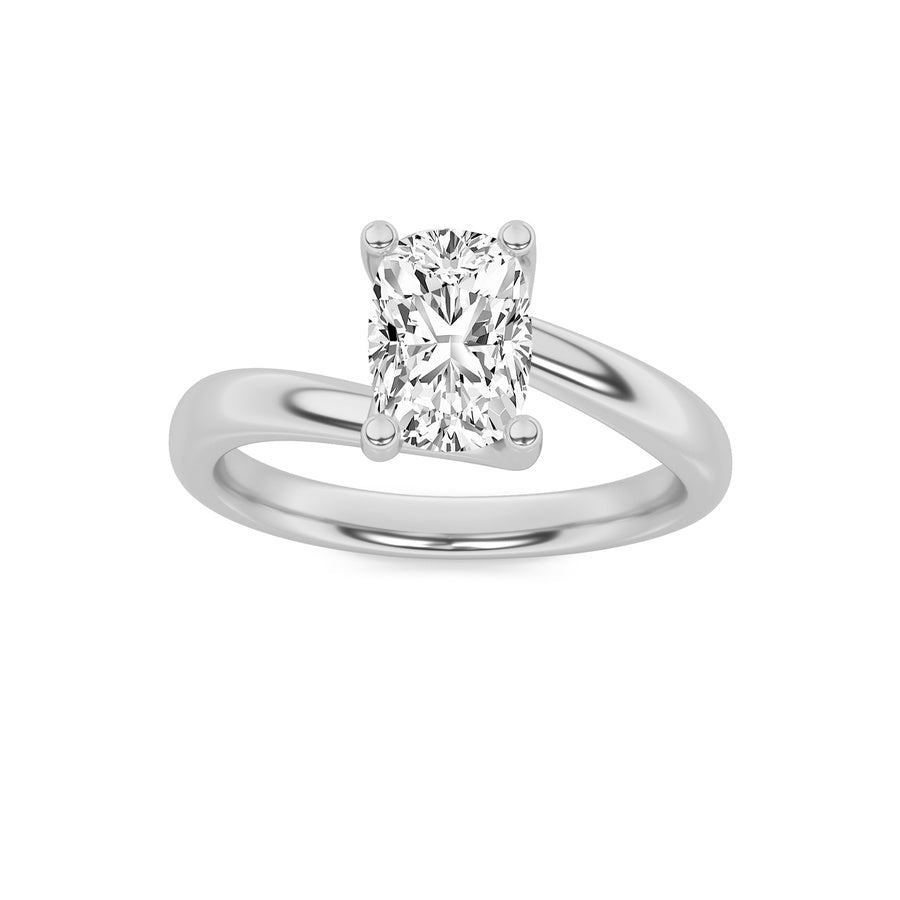Cushion Shape Bypass Shank Engagement Ring lab grown diamond
