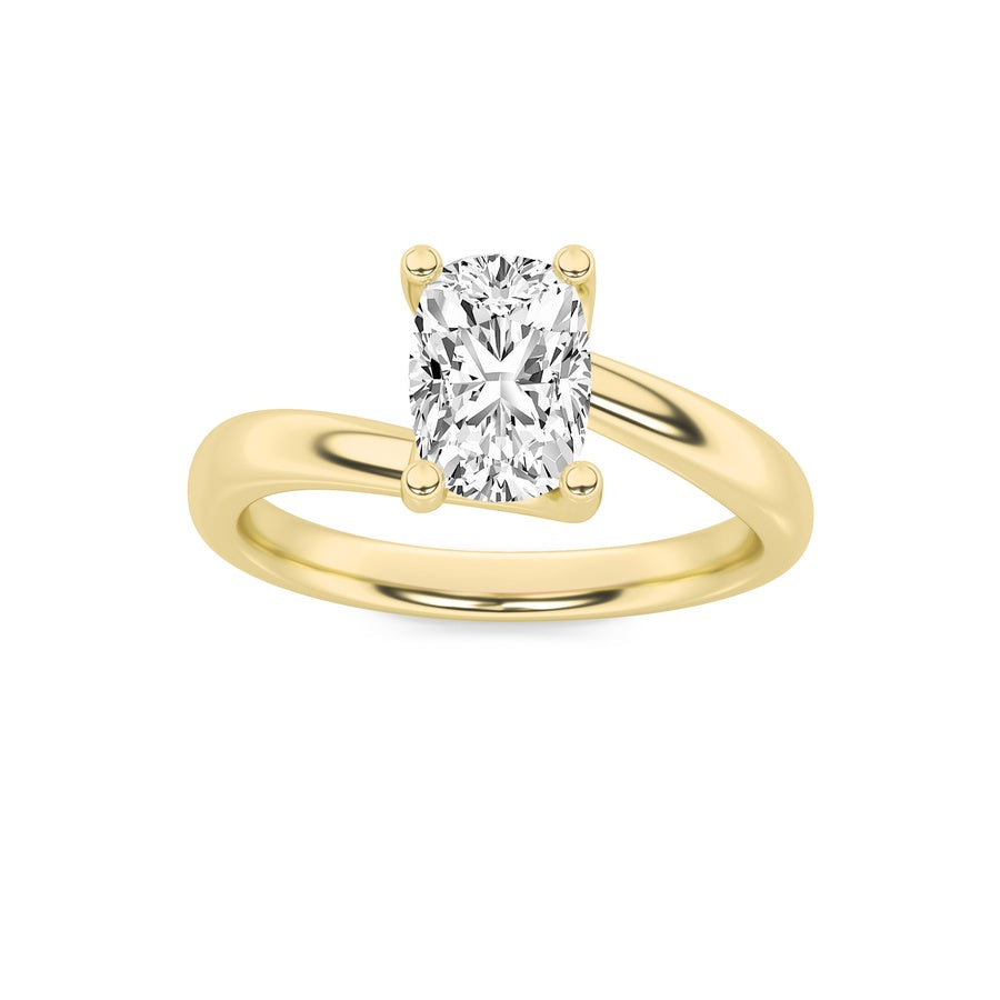 Cushion Shape Bypass Shank Engagement Ring lab grown diamond