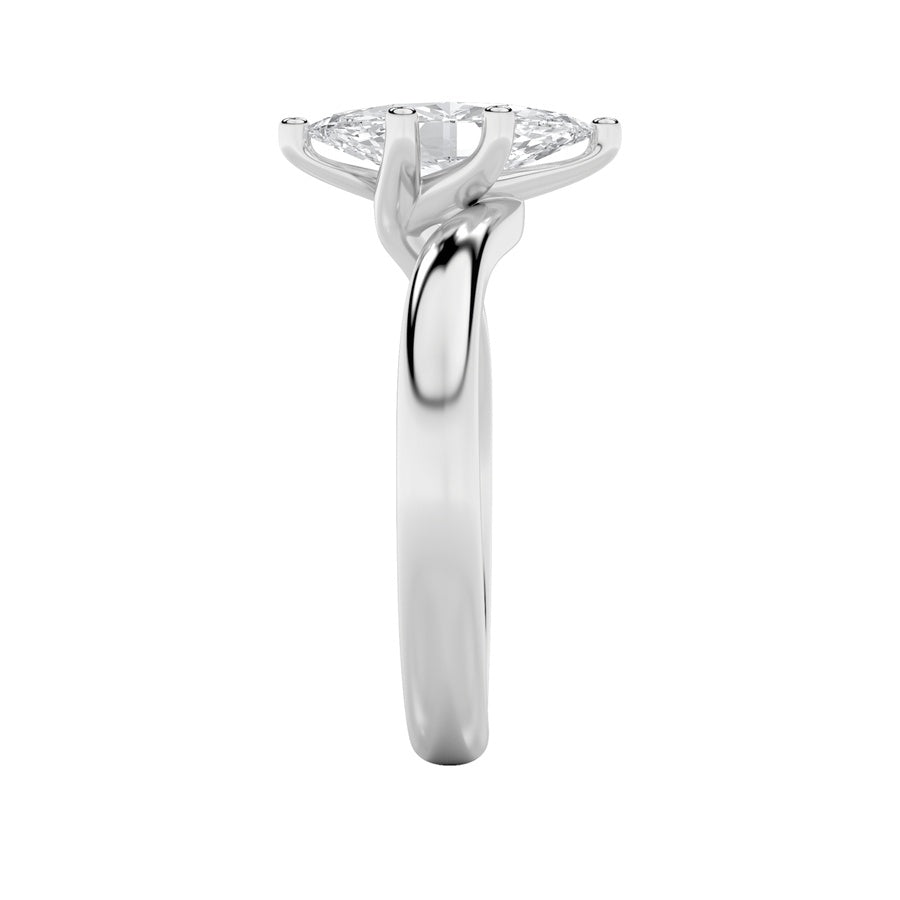 1Cttw Marquise Shaped Lab Grown Diamond (F/VS) Bypass Shank Engagement Ring in 14K Gold