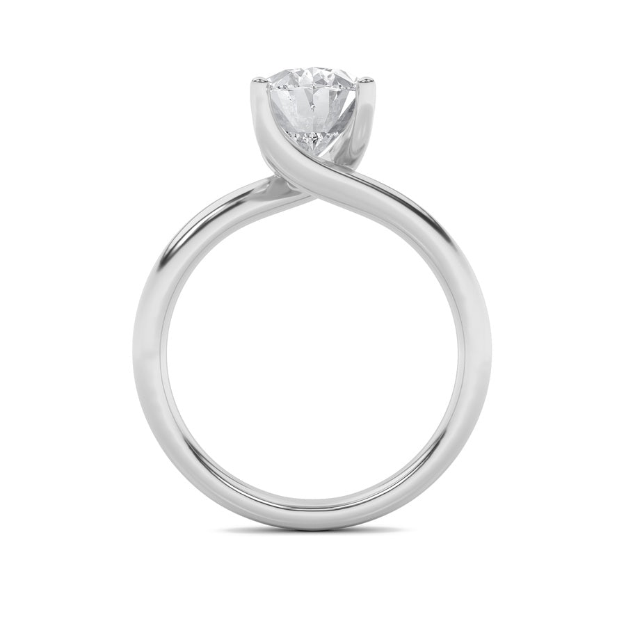 1Cttw Oval Shaped Lab Grown Diamond (F/VS) BypassShank Engagement Ring in 14K Gold