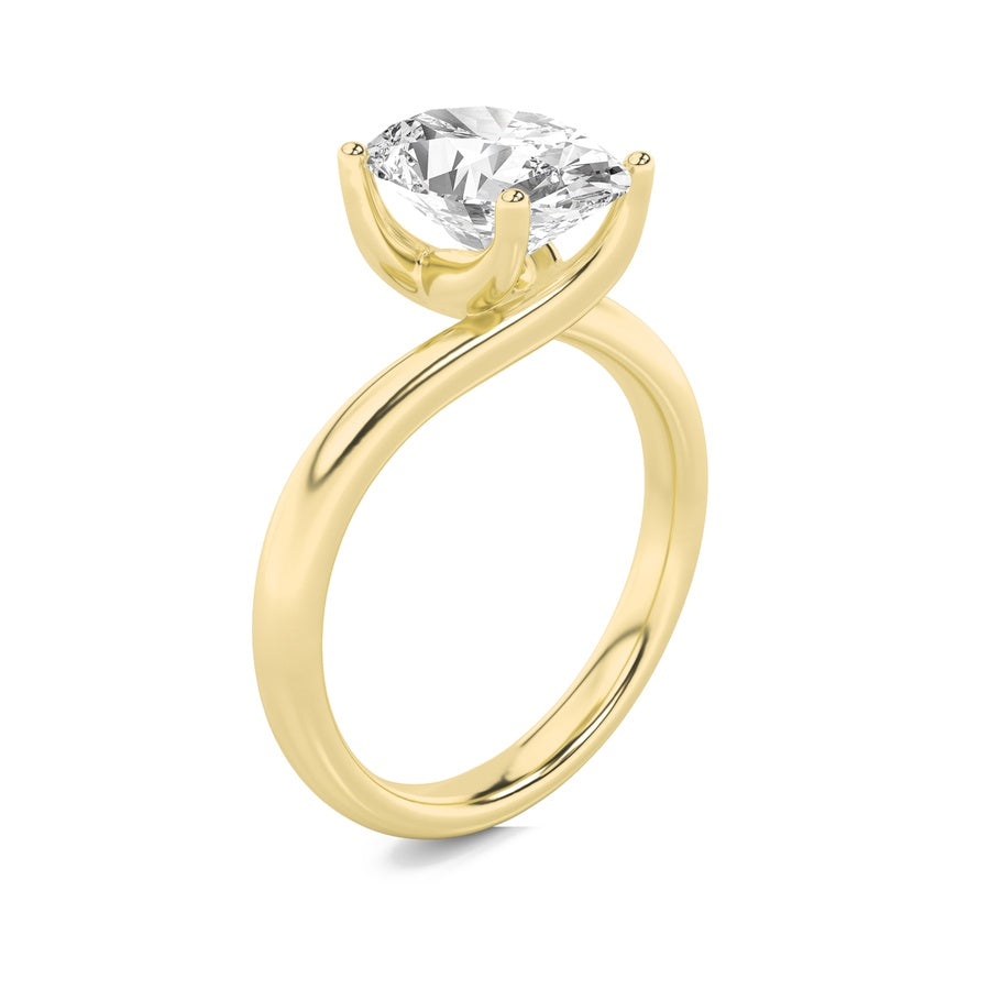 1Cttw Oval Shaped Lab Grown Diamond (F/VS) BypassShank Engagement Ring in 14K Gold