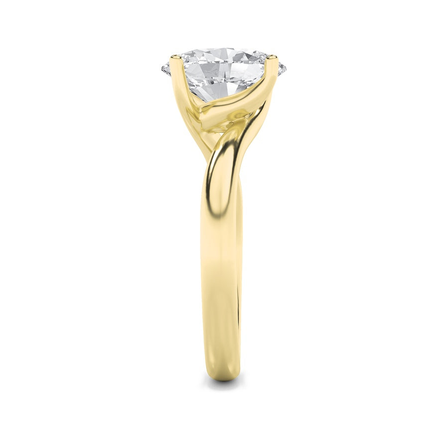 3Cttw Oval Shaped Lab Grown Diamond (F/VS) BypassShank Engagement Ring in 14K Gold
