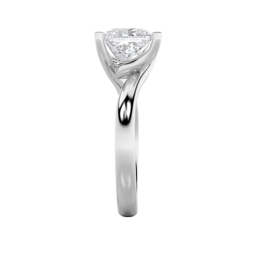 3Cttw Princess Shaped Lab Grown Diamond (F/VS) Bypass Shank Engagement Ring in 14K Gold
