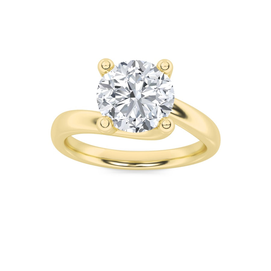 2Cttw Round Shaped Lab Grown Diamond (F/VS) BypassShank Engagement Ring in 14K Gold
