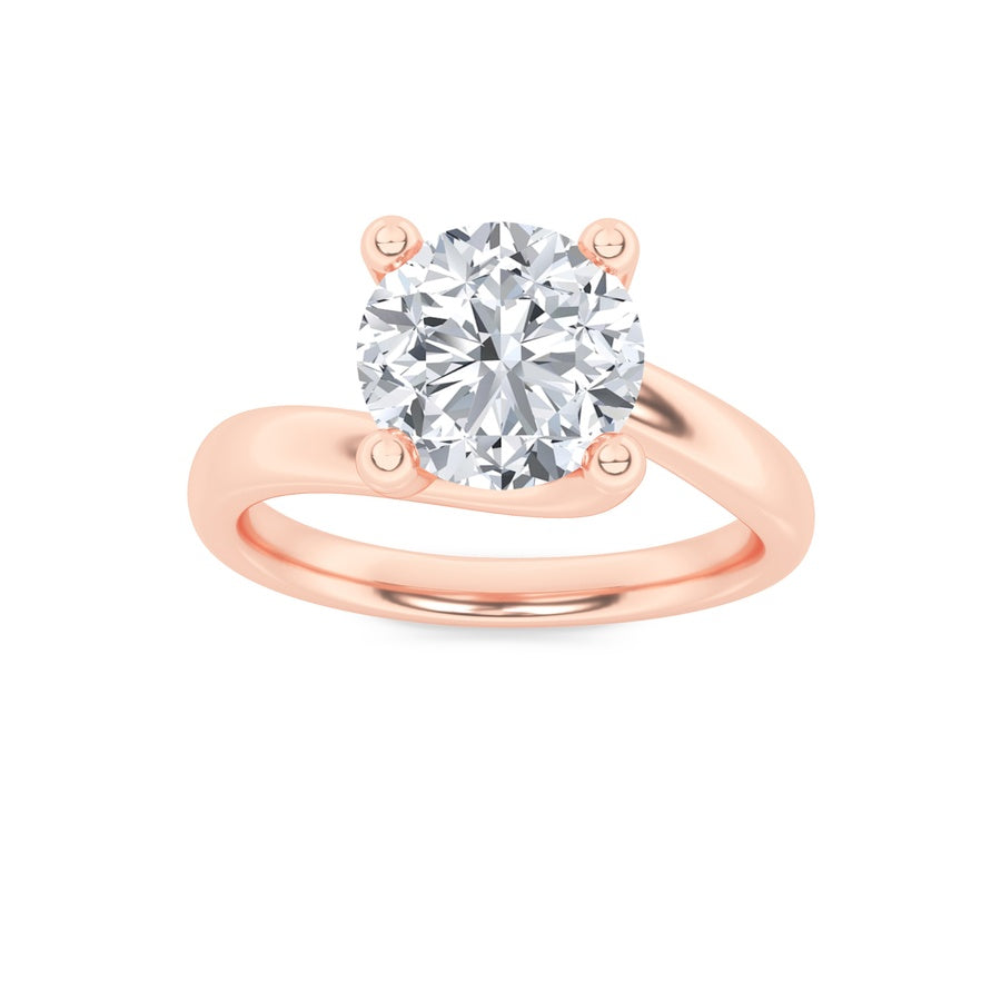 3Cttw Round Shaped Lab Grown Diamond (F/VS) BypassShank Engagement Ring in 14K Gold