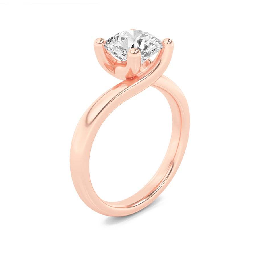 3Cttw Round Shaped Lab Grown Diamond (F/VS) BypassShank Engagement Ring in 14K Gold